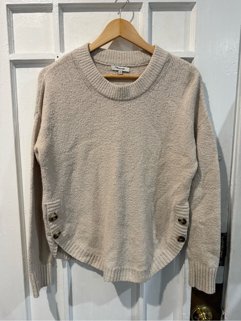 Madewell Oatmeal Button-Hem Crewneck Sweater